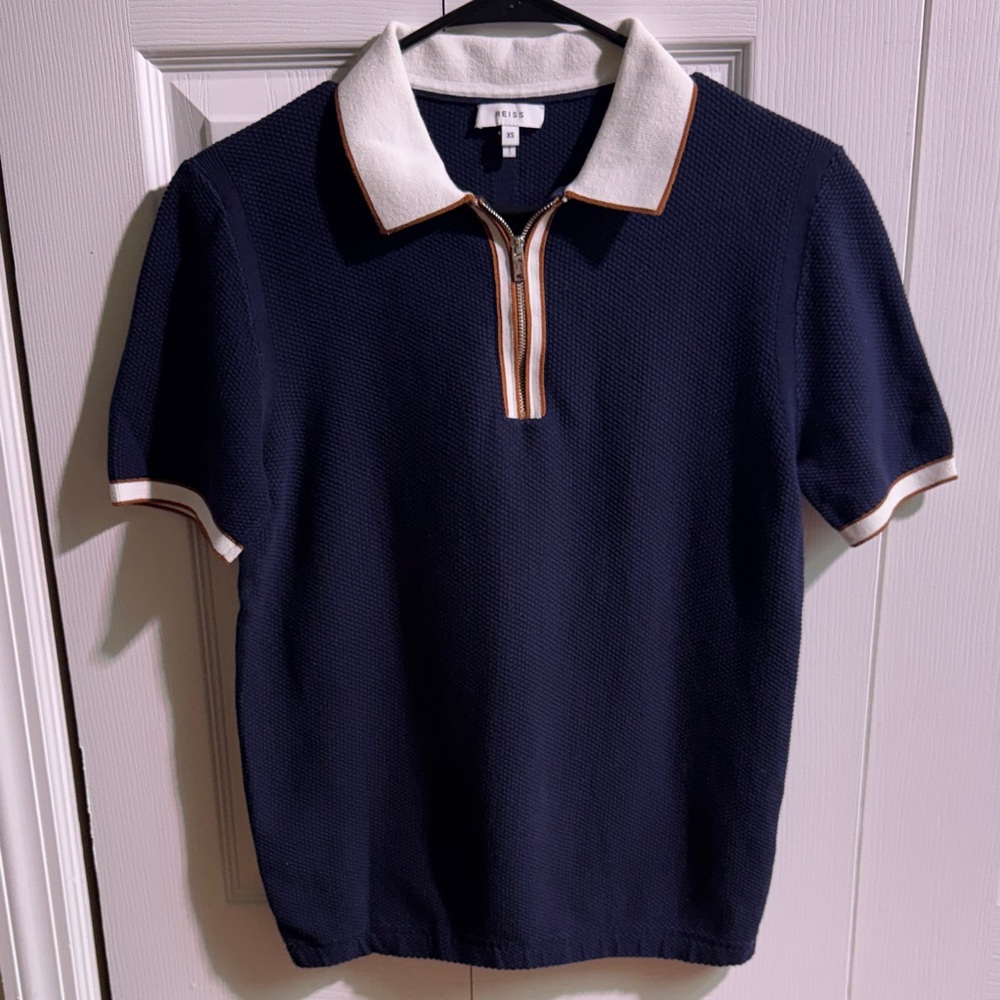 Reiss Navy and White Polo Shirt